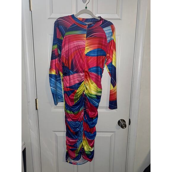 Maweii Allover Print Mock Neck Bodycon Dress size XL - Picture 3 of 6